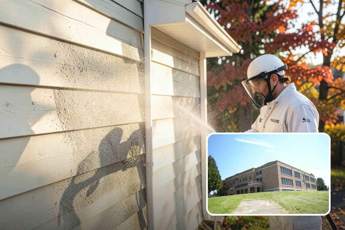 Vinyl Fence Cleaning in Maple Valley, King County, WA - Strips the green algae layer that clings to non-porous vinyl
