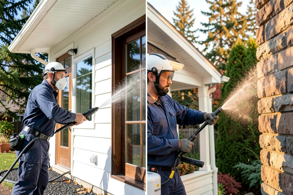 Vinyl Fence Cleaning in Maple Valley, King County, WA - Rinse loose debris from panels and post caps