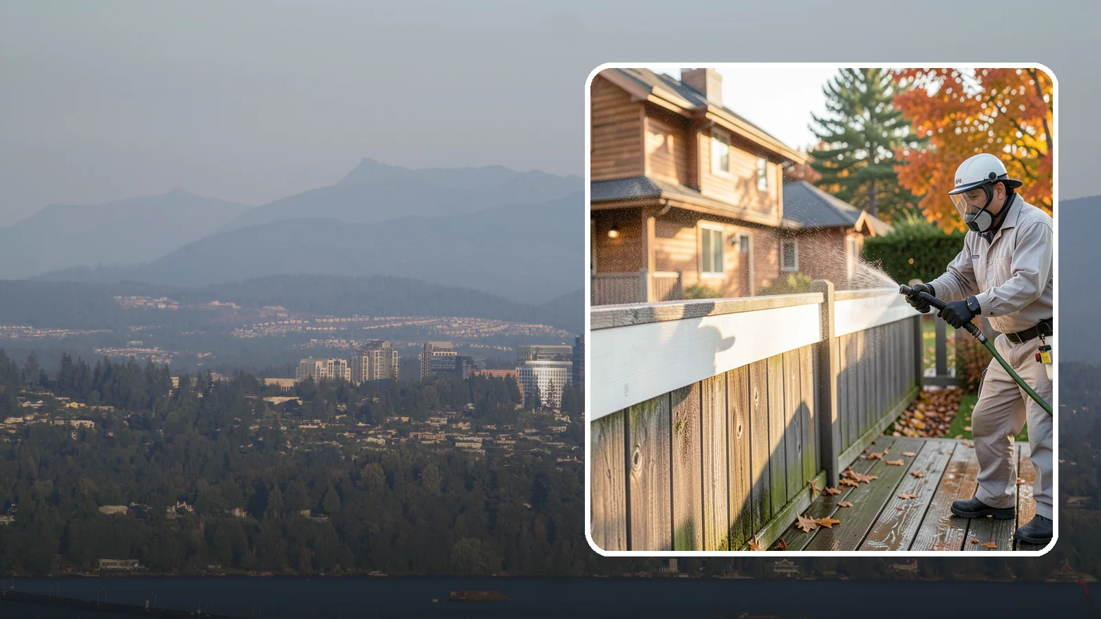 Vinyl Fence Cleaning in Medina, King County, WA - A soft-wash treatment that erases the green algae mask vinyl fencing collects in our wet, low-sun months.