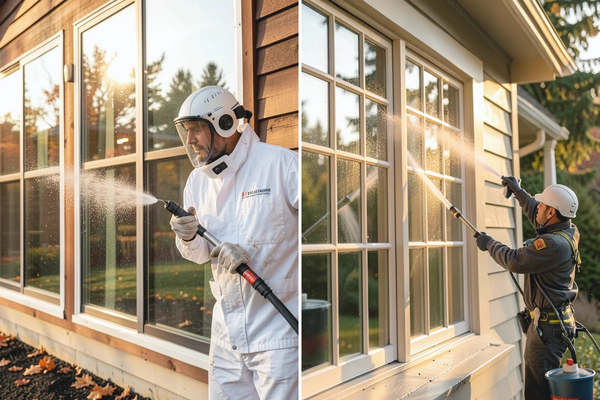 Vinyl Fence Cleaning in Medina, King County, WA - Rinse loose debris from panels and post caps