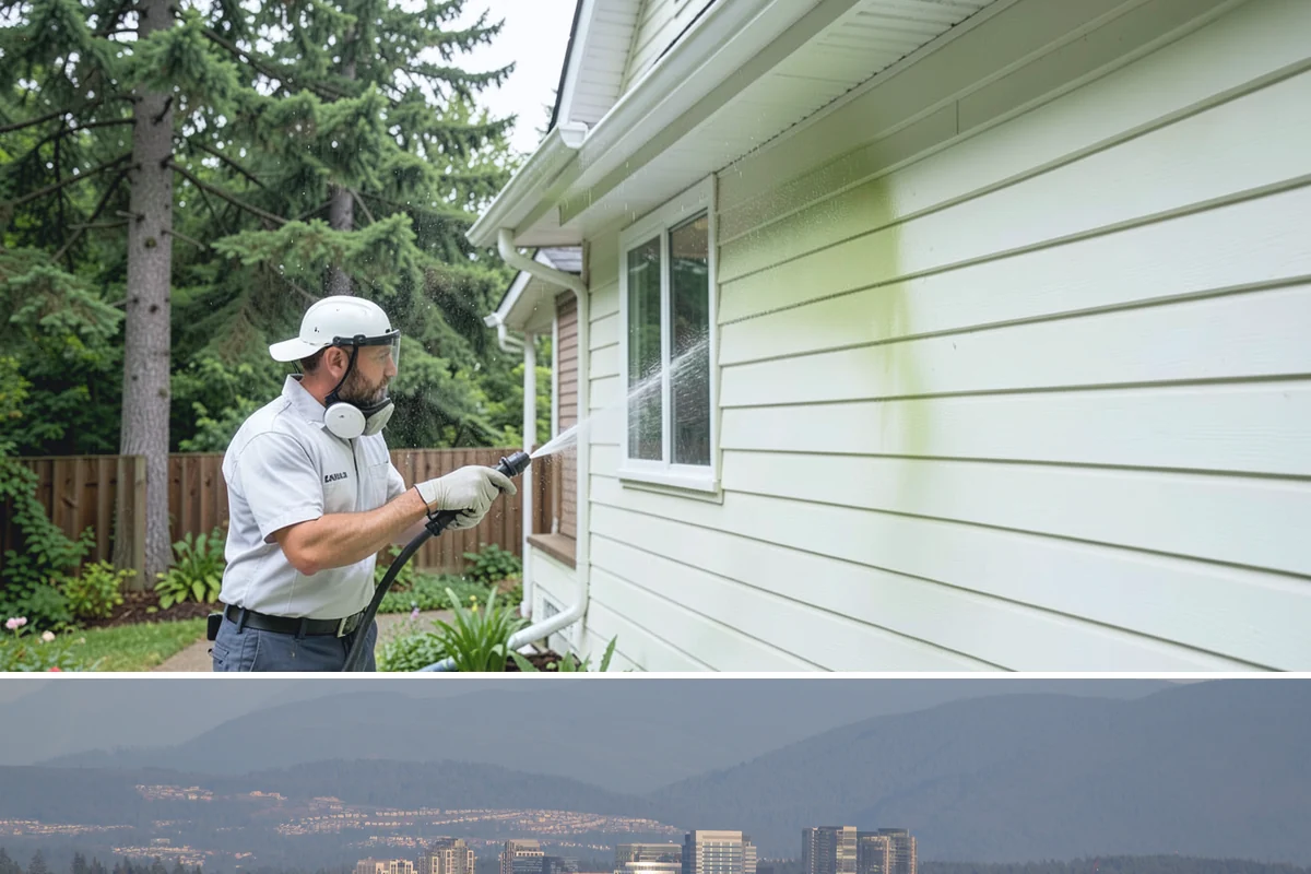 Vinyl Fence Cleaning in Medina, King County, WA - Spring is a popular time to clear the winter's algae buildup and reset the fence for the season.