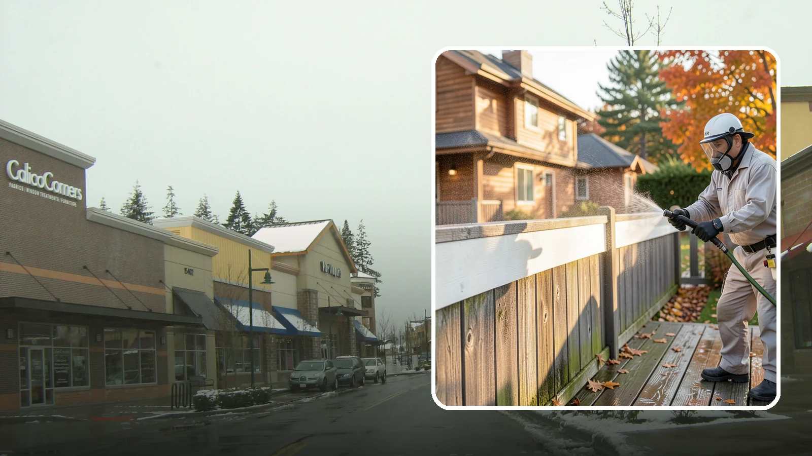 Vinyl Fence Cleaning in Mill Creek, Snohomish County, WA - A soft-wash treatment that erases the green algae mask vinyl fencing collects in our wet, low-sun months.