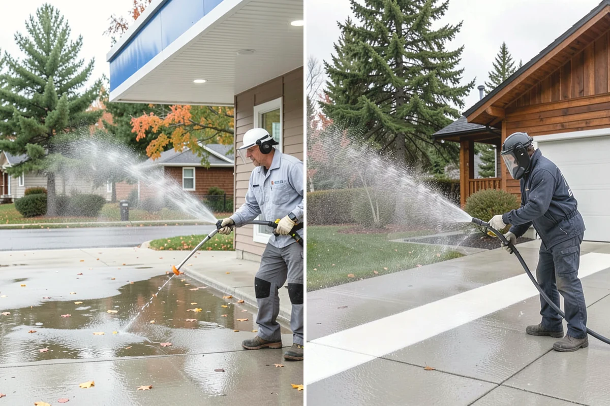 Vinyl Fence Cleaning in Mill Creek, Snohomish County, WA - Rinse loose debris from panels and post caps