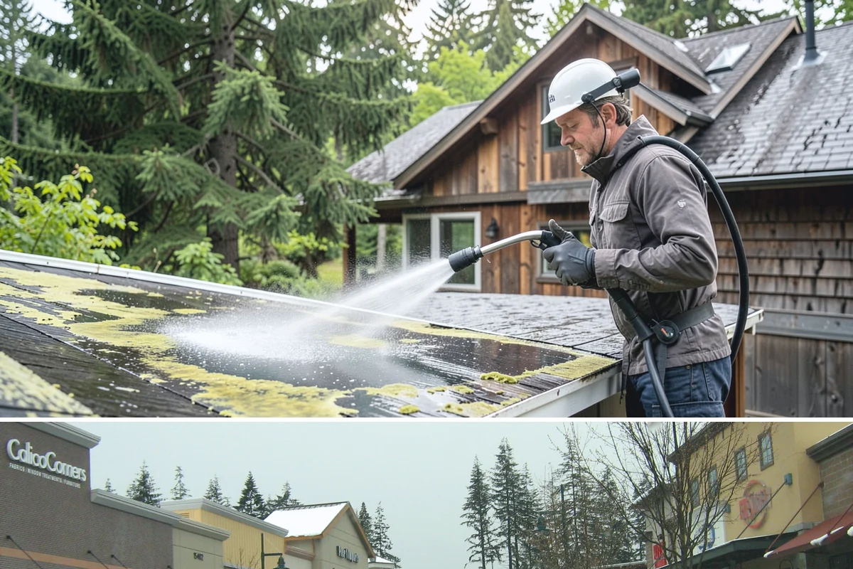 Vinyl Fence Cleaning in Mill Creek, Snohomish County, WA - Spring is a popular time to clear the winter's algae buildup and reset the fence for the season.
