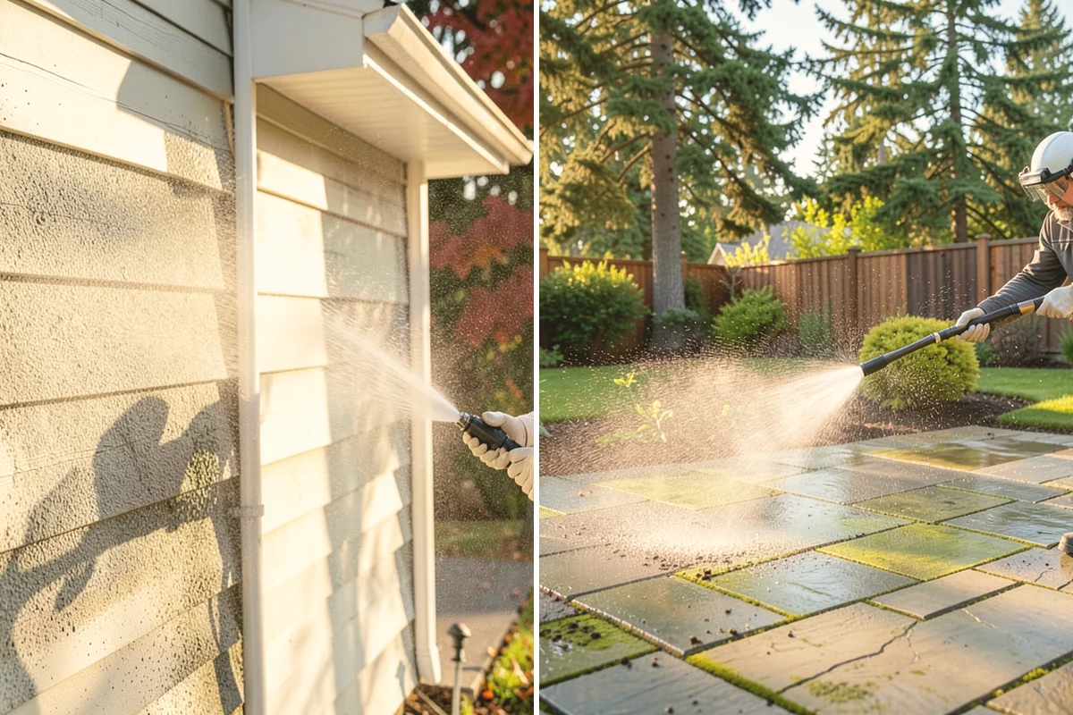 Vinyl Fence Cleaning in Milton, King County, WA - Rinse loose debris from panels and post caps