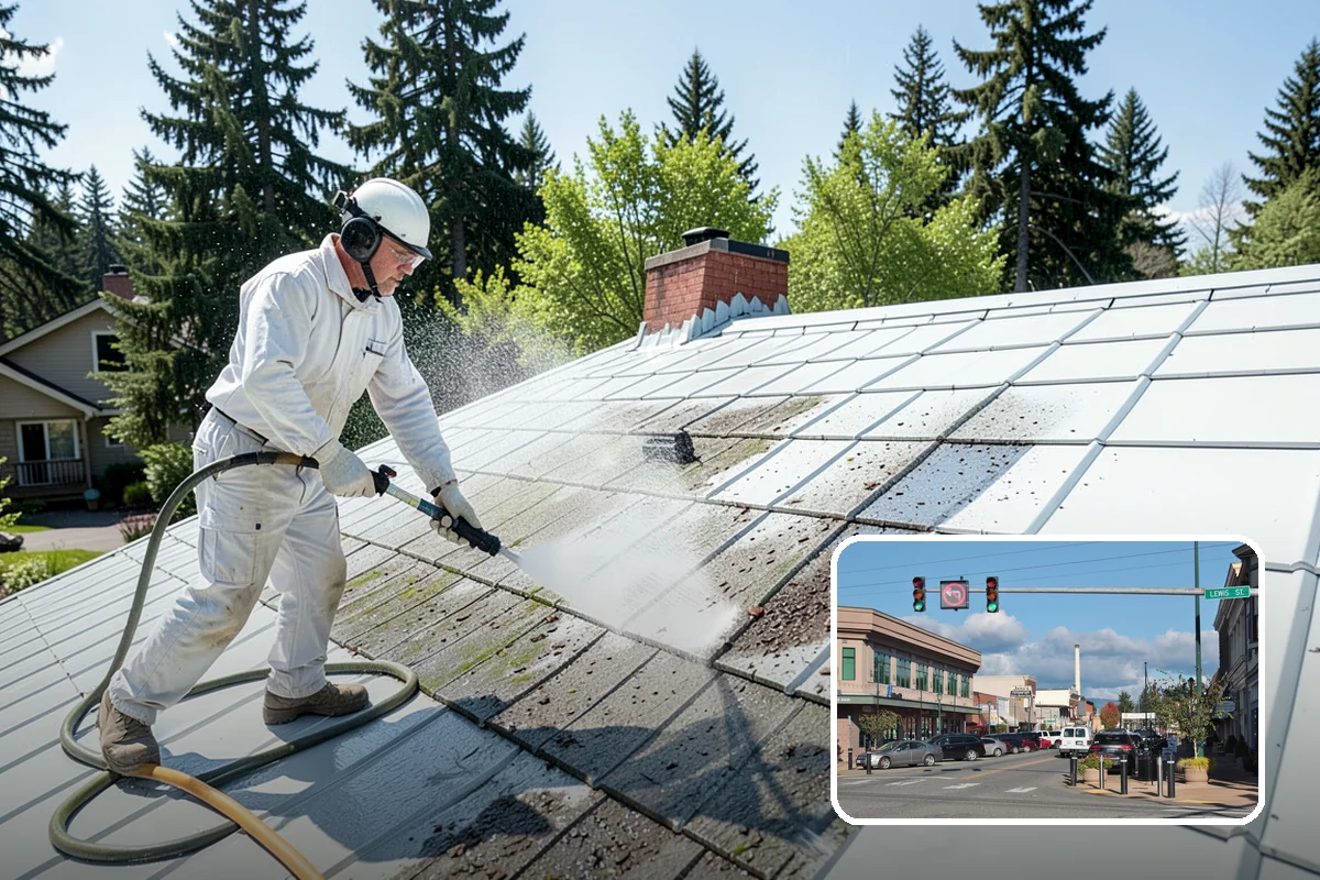 Vinyl Fence Cleaning in Monroe, Snohomish County, WA - Strips the green algae layer that clings to non-porous vinyl