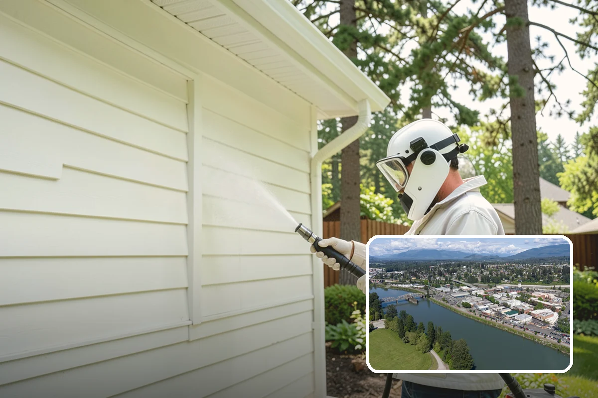 Vinyl Fence Cleaning in Mount Vernon, Skagit County, WA - Strips the green algae layer that clings to non-porous vinyl
