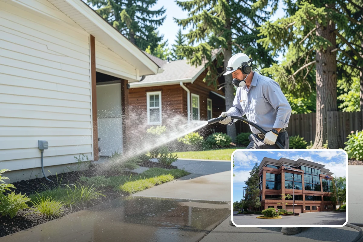 Vinyl Fence Cleaning in Mountlake Terrace, Snohomish County, WA - Strips the green algae layer that clings to non-porous vinyl