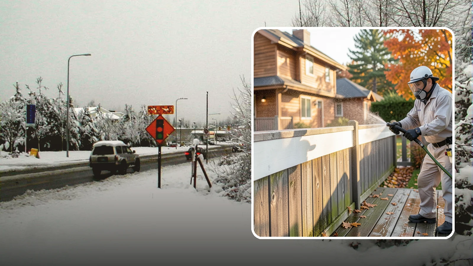 Vinyl Fence Cleaning in Newcastle, King County, WA - A soft-wash treatment that erases the green algae mask vinyl fencing collects in our wet, low-sun months.