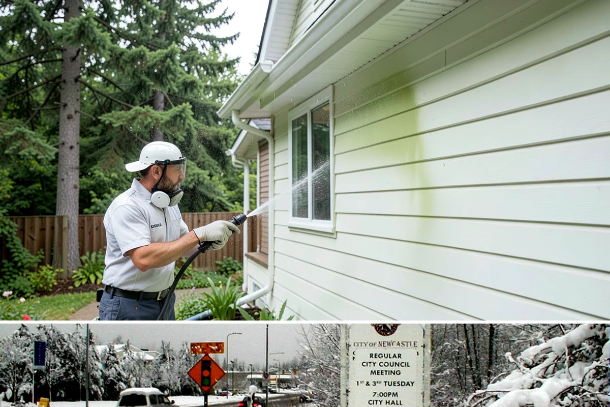 Vinyl Fence Cleaning in Newcastle, King County, WA - Spring is a popular time to clear the winter's algae buildup and reset the fence for the season.