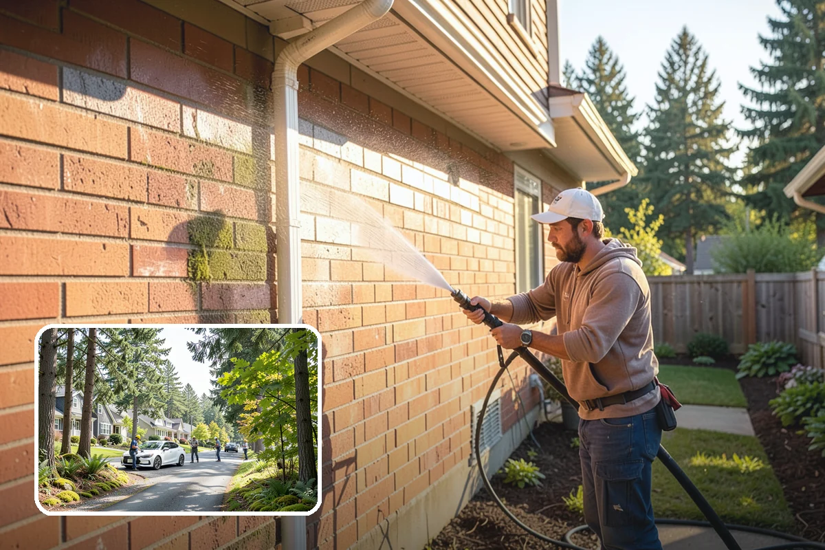 Vinyl Fence Cleaning in Normandy Park, King County, WA - Strips the green algae layer that clings to non-porous vinyl