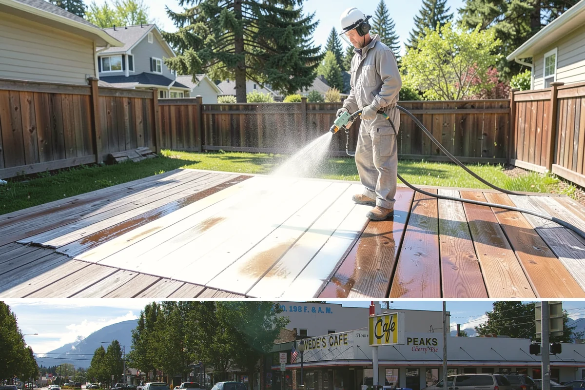 Vinyl Fence Cleaning in North Bend, King County, WA - Spring is a popular time to clear the winter's algae buildup and reset the fence for the season.