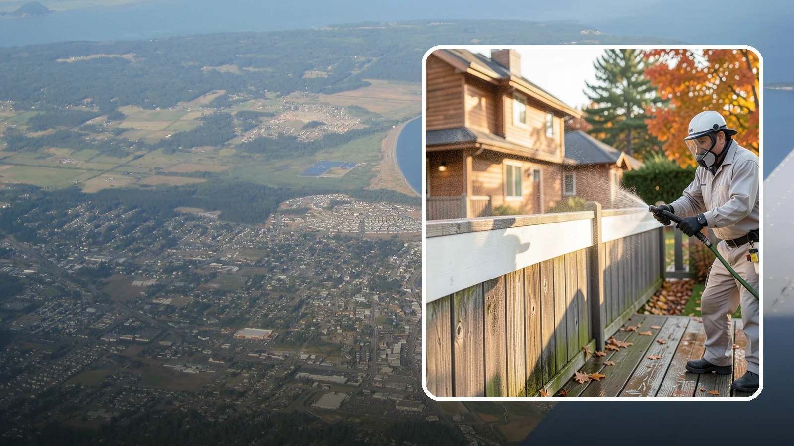 Vinyl Fence Cleaning in Oak Harbor, Island County, WA - A soft-wash treatment that erases the green algae mask vinyl fencing collects in our wet, low-sun months.
