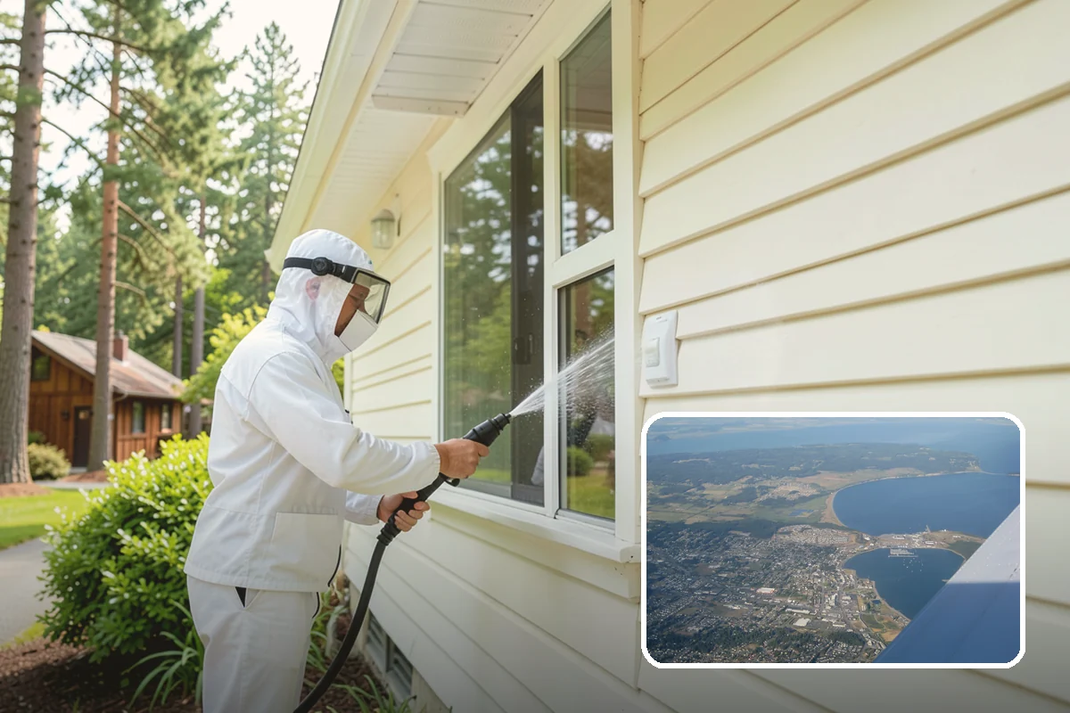 Vinyl Fence Cleaning in Oak Harbor, Island County, WA - Strips the green algae layer that clings to non-porous vinyl