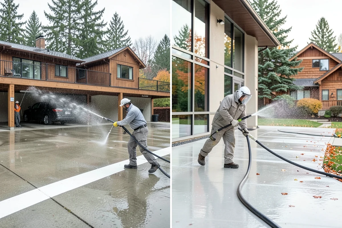 Vinyl Fence Cleaning in Pacific, King County, WA - Rinse loose debris from panels and post caps