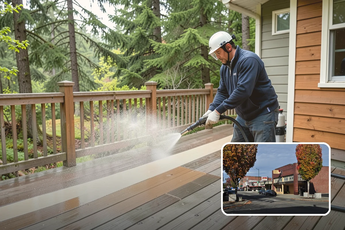 Vinyl Fence Cleaning in Puyallup, Pierce County, WA - Strips the green algae layer that clings to non-porous vinyl