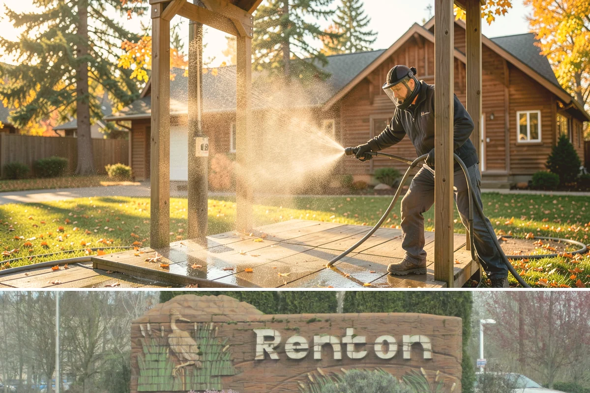 Vinyl Fence Cleaning in Renton, King County, WA - Spring is a popular time to clear the winter's algae buildup and reset the fence for the season.