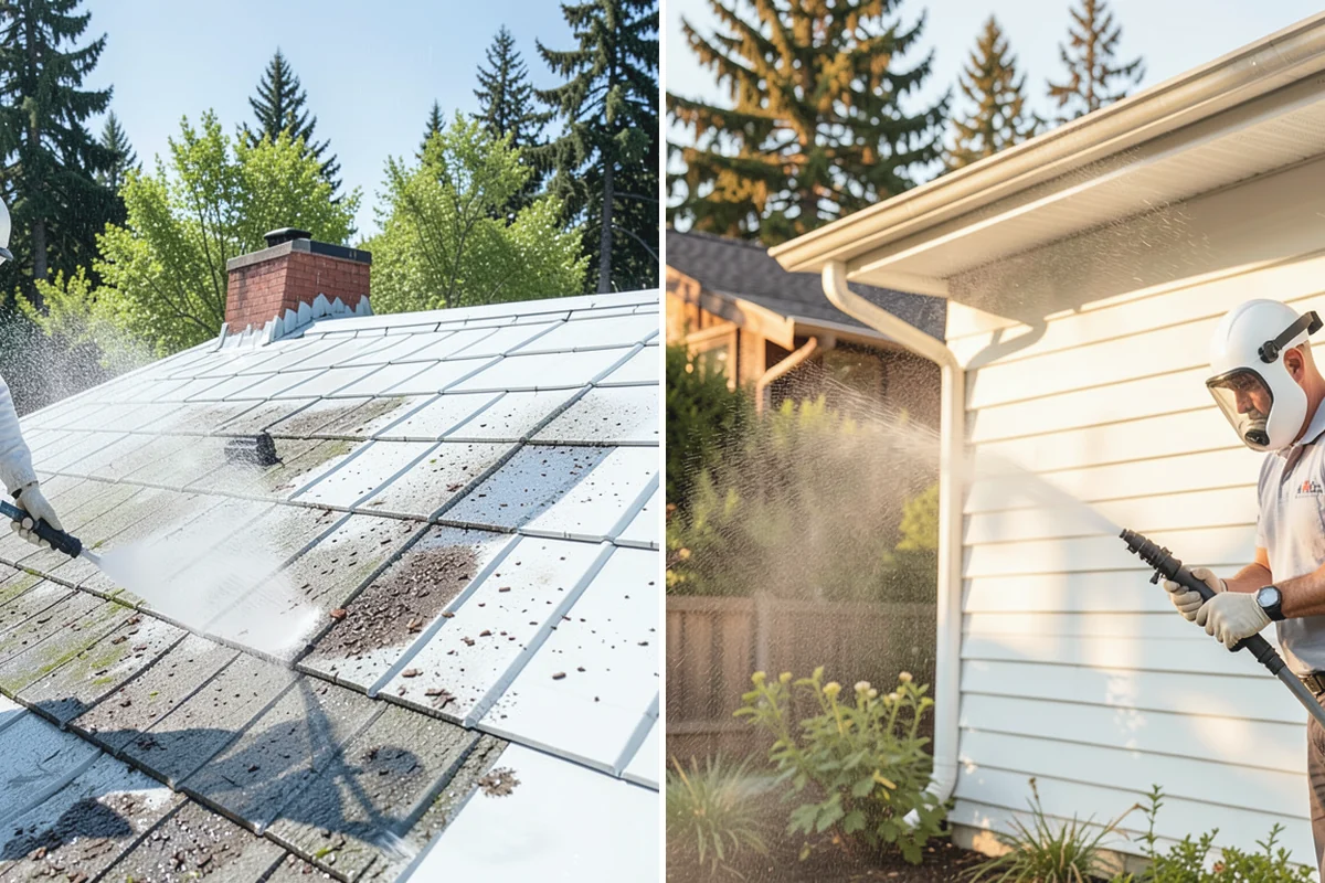 Vinyl Fence Cleaning in Roy, Pierce County, WA - Rinse loose debris from panels and post caps