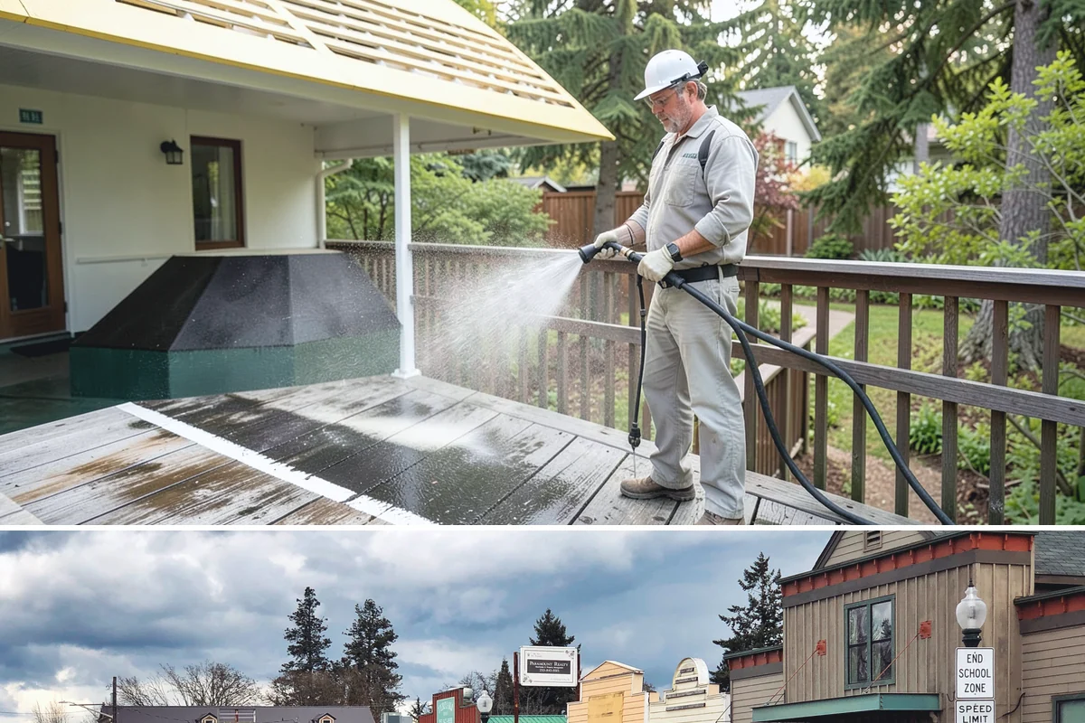 Vinyl Fence Cleaning in Roy, Pierce County, WA - Spring is a popular time to clear the winter's algae buildup and reset the fence for the season.