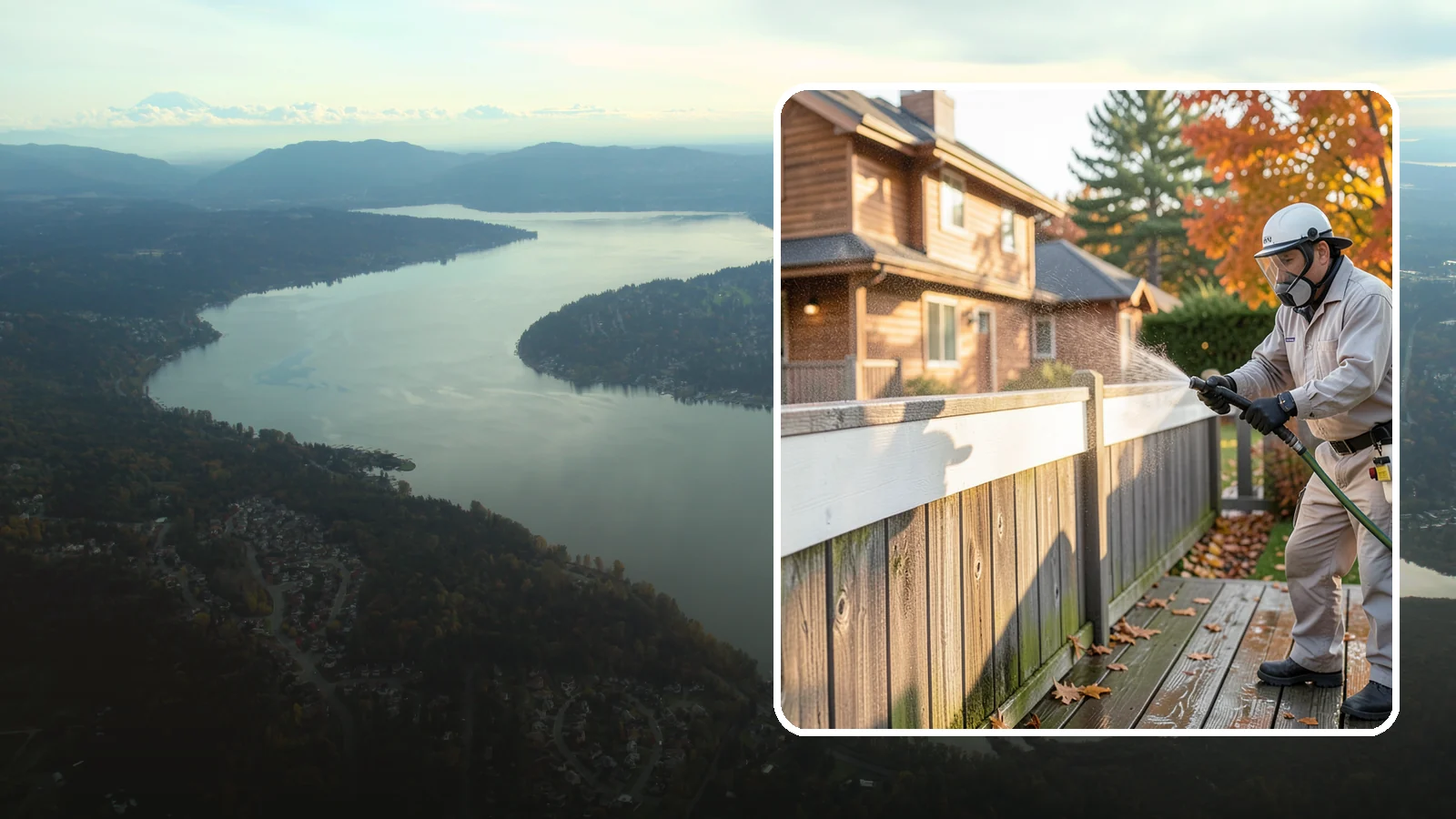 Vinyl Fence Cleaning in Sammamish, King County, WA - A soft-wash treatment that erases the green algae mask vinyl fencing collects in our wet, low-sun months.