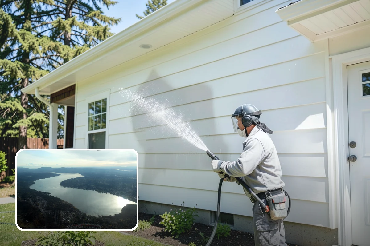 Vinyl Fence Cleaning in Sammamish, King County, WA - Strips the green algae layer that clings to non-porous vinyl