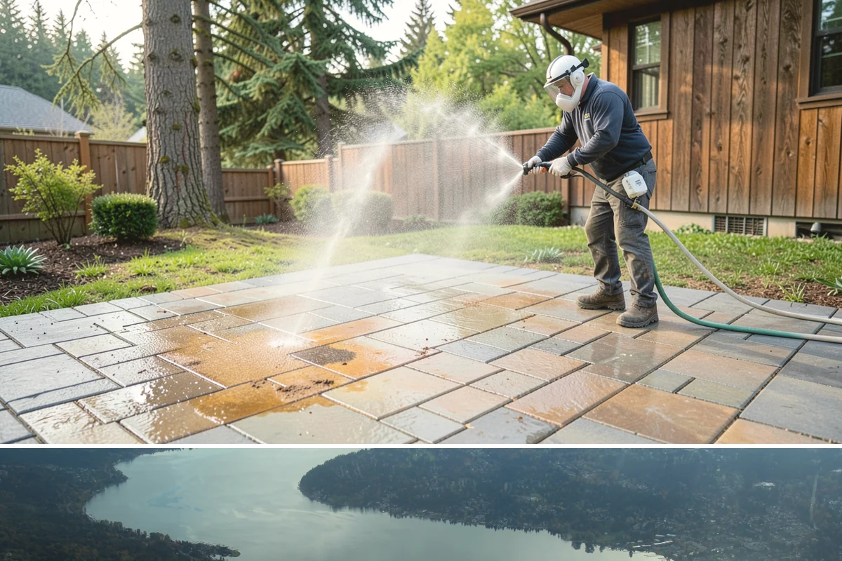 Vinyl Fence Cleaning in Sammamish, King County, WA - Spring is a popular time to clear the winter's algae buildup and reset the fence for the season.