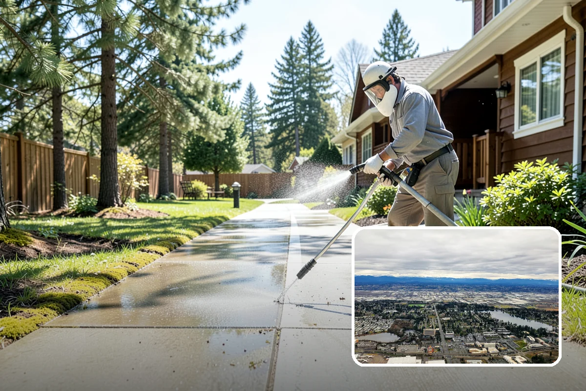 Vinyl Fence Cleaning in SeaTac, King County, WA - Strips the green algae layer that clings to non-porous vinyl