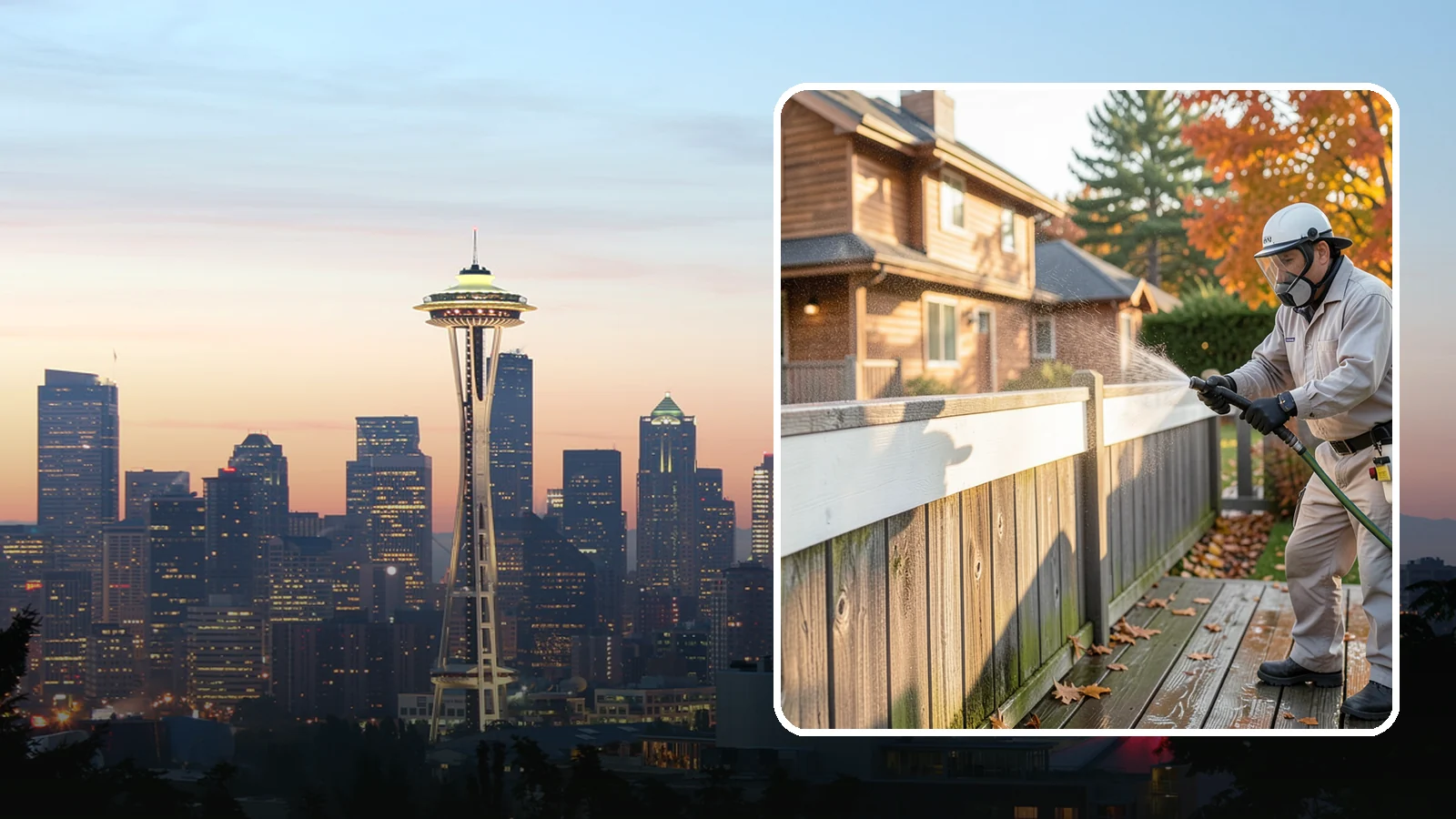 Vinyl Fence Cleaning in Seattle, King County, WA - A soft-wash treatment that erases the green algae mask vinyl fencing collects in our wet, low-sun months.
