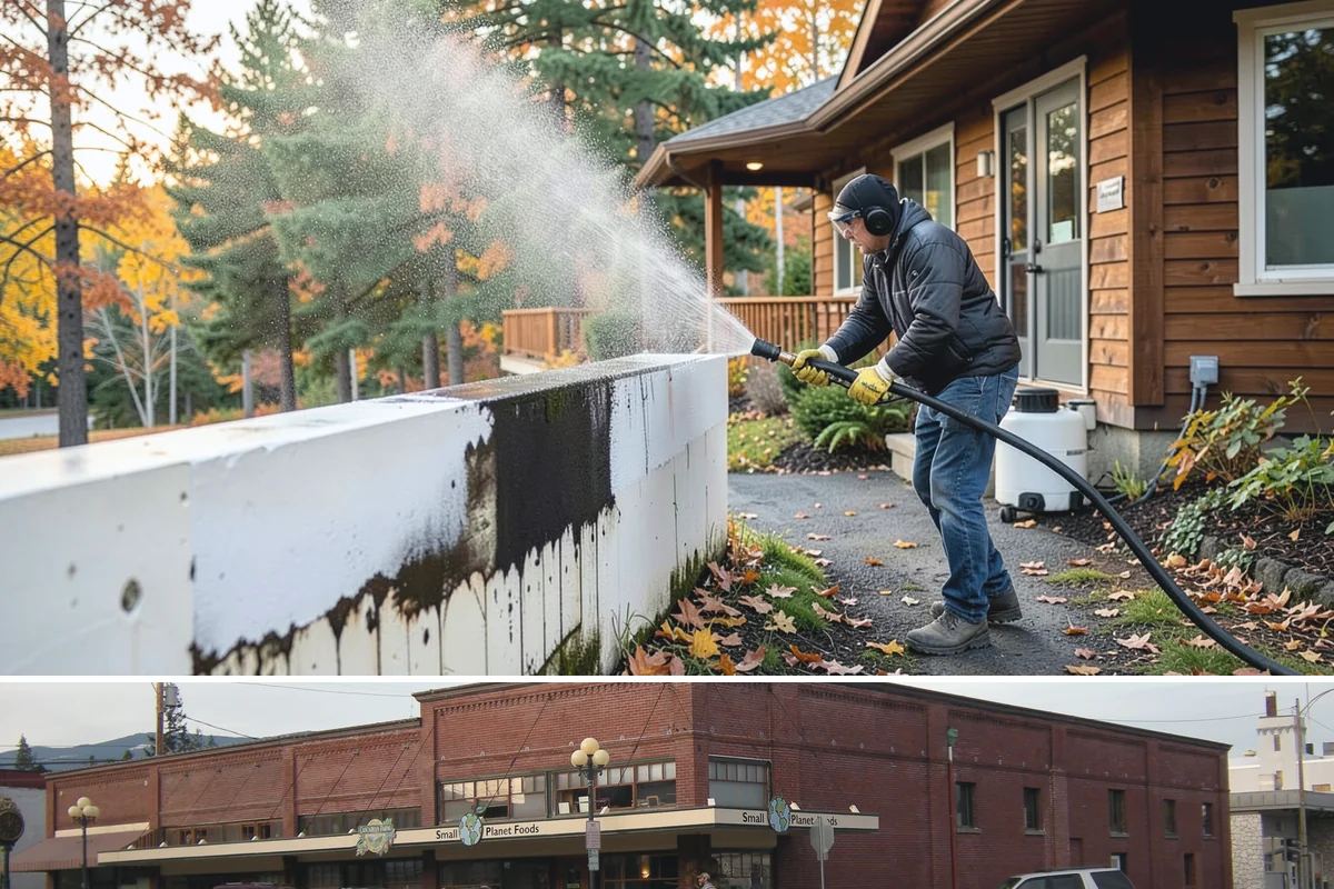Vinyl Fence Cleaning in Sedro-Woolley, Skagit County, WA - Spring is a popular time to clear the winter's algae buildup and reset the fence for the season.
