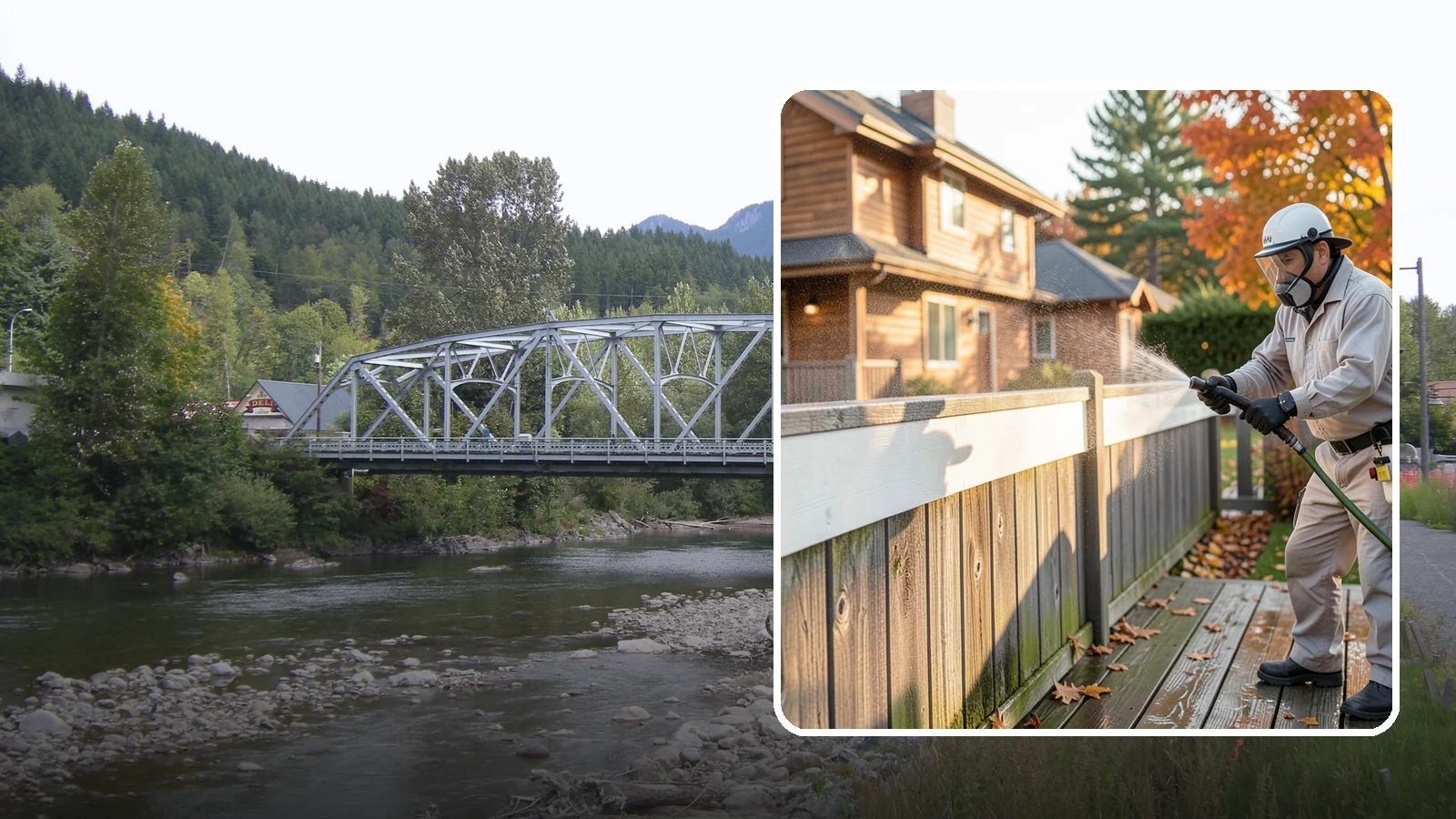 Vinyl Fence Cleaning in Skykomish, King County, WA - A soft-wash treatment that erases the green algae mask vinyl fencing collects in our wet, low-sun months.