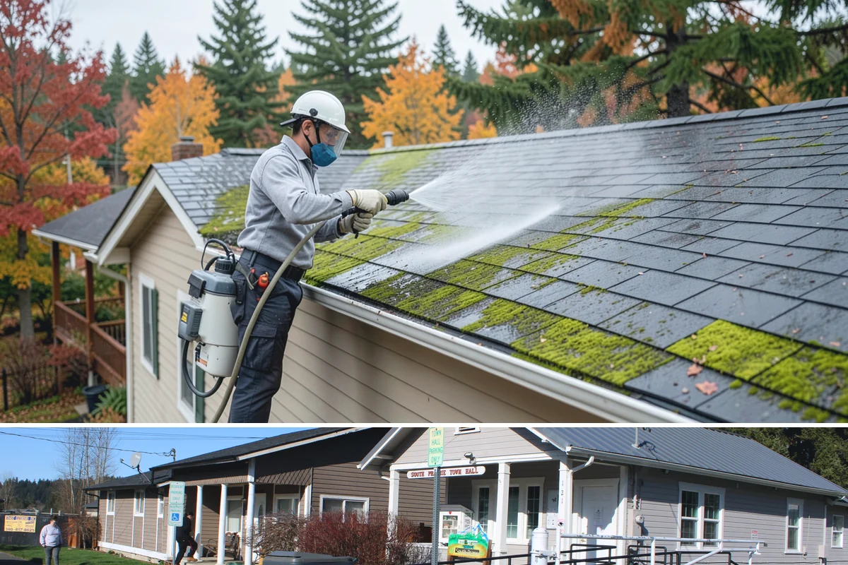 Vinyl Fence Cleaning in South Prairie, Pierce County, WA - Spring is a popular time to clear the winter's algae buildup and reset the fence for the season.