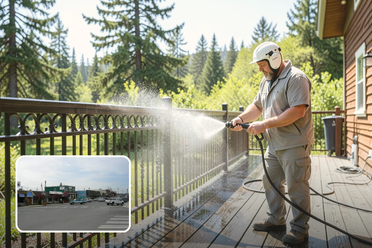 Vinyl Fence Cleaning in Stanwood, Snohomish County, WA - Strips the green algae layer that clings to non-porous vinyl