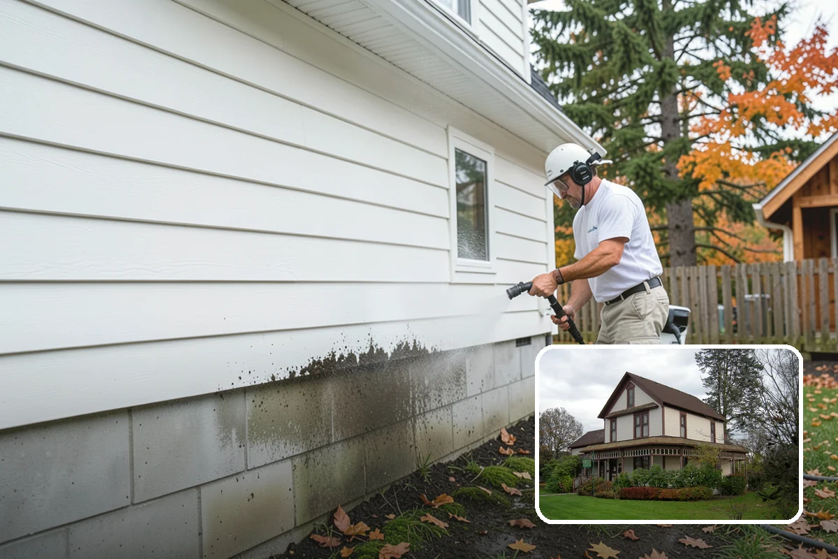 Vinyl Fence Cleaning in Sumner, Pierce County, WA - Strips the green algae layer that clings to non-porous vinyl