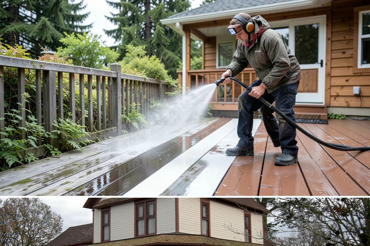 Vinyl Fence Cleaning in Sumner, Pierce County, WA - Spring is a popular time to clear the winter's algae buildup and reset the fence for the season.