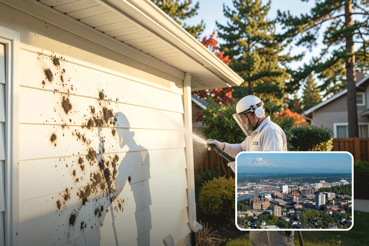 Vinyl Fence Cleaning in Tacoma, Pierce County, WA - Strips the green algae layer that clings to non-porous vinyl