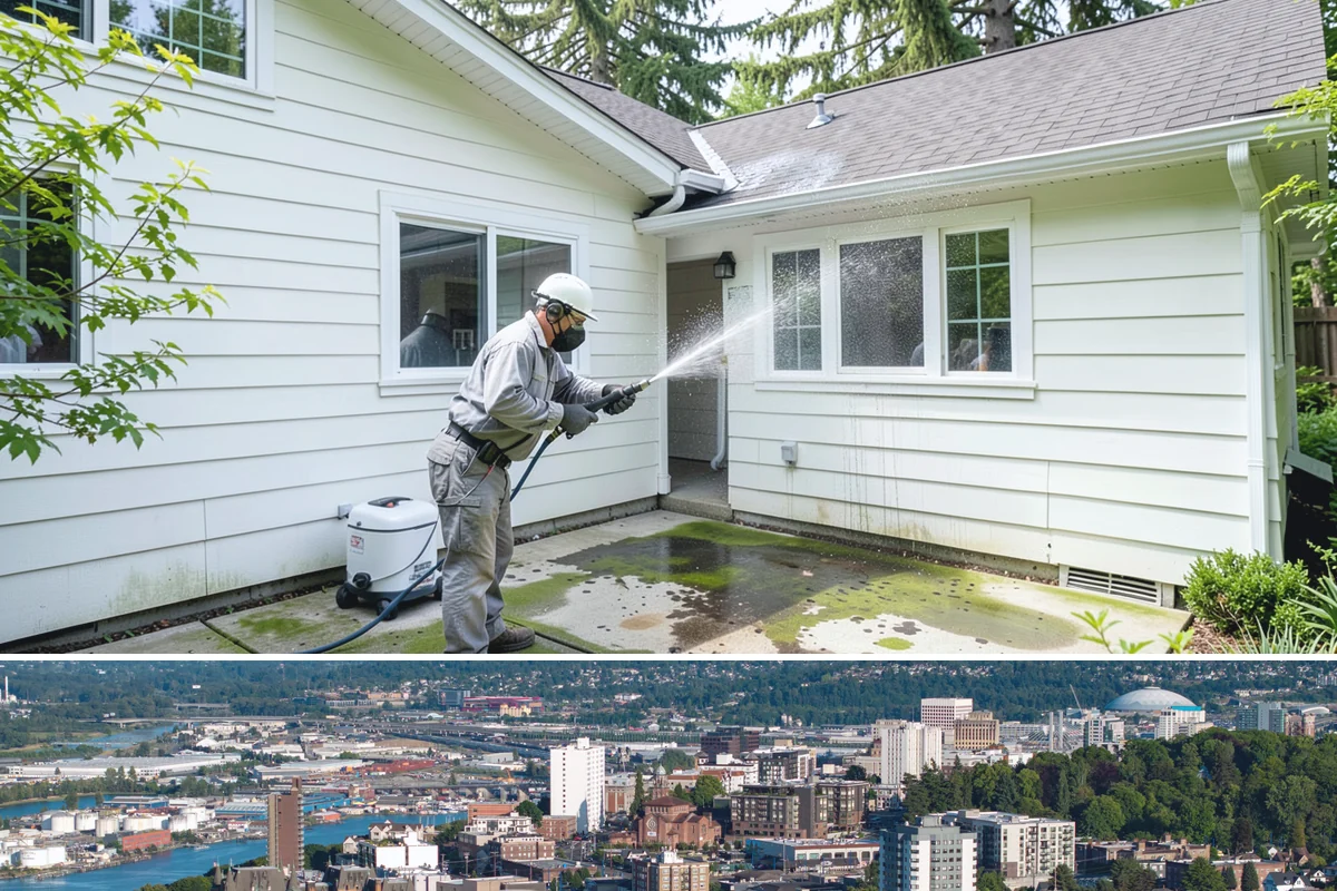 Vinyl Fence Cleaning in Tacoma, Pierce County, WA - Spring is a popular time to clear the winter's algae buildup and reset the fence for the season.