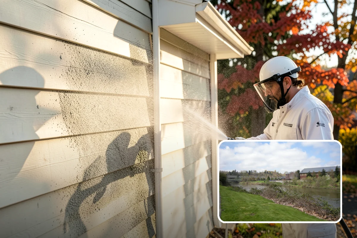 Vinyl Fence Cleaning in Tukwila, King County, WA - Strips the green algae layer that clings to non-porous vinyl