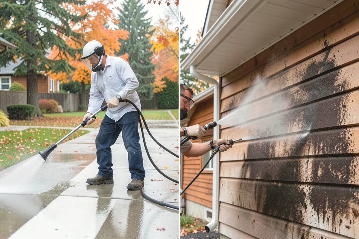 Vinyl Fence Cleaning in Tukwila, King County, WA - Rinse loose debris from panels and post caps