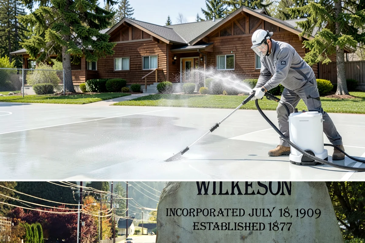 Vinyl Fence Cleaning in Wilkeson, Pierce County, WA - Spring is a popular time to clear the winter's algae buildup and reset the fence for the season.