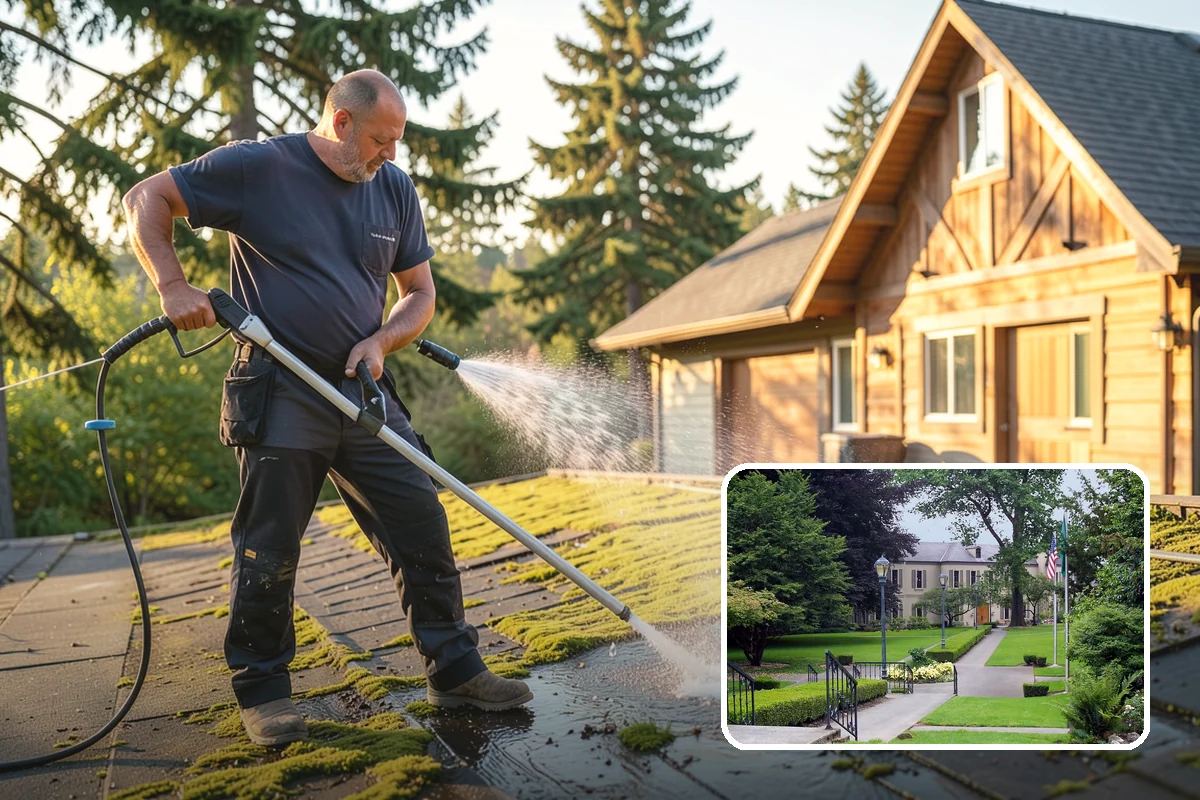 Vinyl Fence Cleaning in Woodinville, King County, WA - Strips the green algae layer that clings to non-porous vinyl