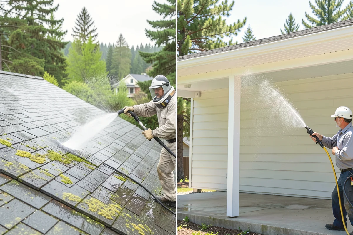 Vinyl Fence Cleaning in Yarrow Point, King County, WA - Rinse loose debris from panels and post caps