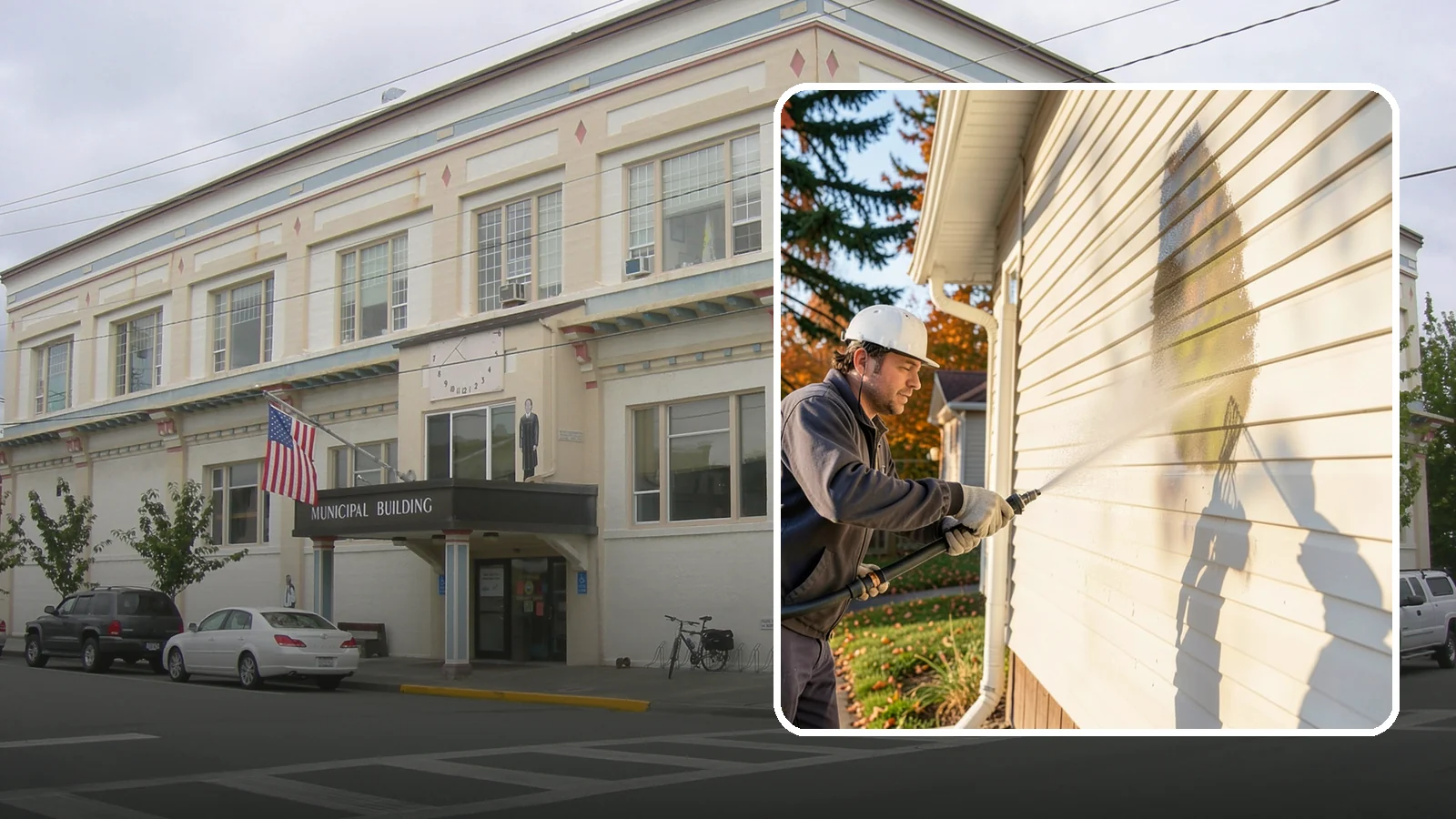 Vinyl Siding Washing in Anacortes, Skagit County, WA - Vinyl siding washing clears the chalky oxidation and green algae streaks that our wet climate leaves on panel seams and shaded...