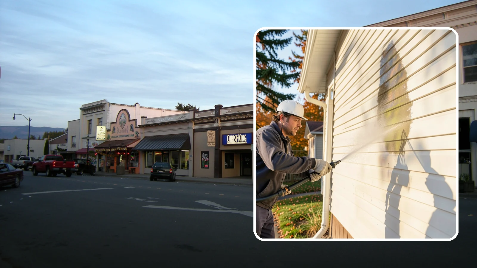 Vinyl Siding Washing in Burlington, Skagit County, WA - Vinyl siding washing clears the chalky oxidation and green algae streaks that our wet climate leaves on panel seams and shaded...