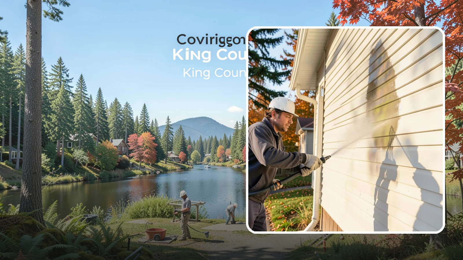 Vinyl Siding Washing in Covington, King County, WA - Vinyl siding washing clears the chalky oxidation and green algae streaks that our wet climate leaves on panel seams and shaded...