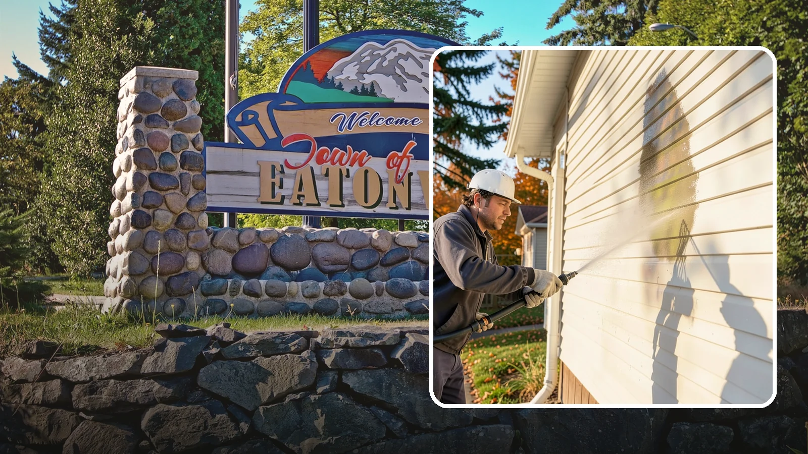 Vinyl Siding Washing in Eatonville, Pierce County, WA - Vinyl siding washing clears the chalky oxidation and green algae streaks that our wet climate leaves on panel seams and shaded...