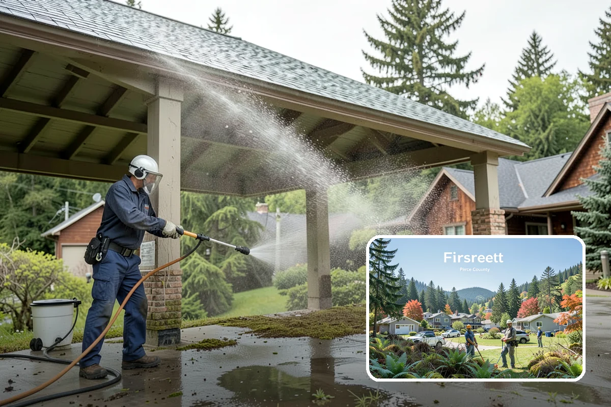 Vinyl Siding Washing in Fircrest, Pierce County, WA - Clears algae from grooves and overlapping seams