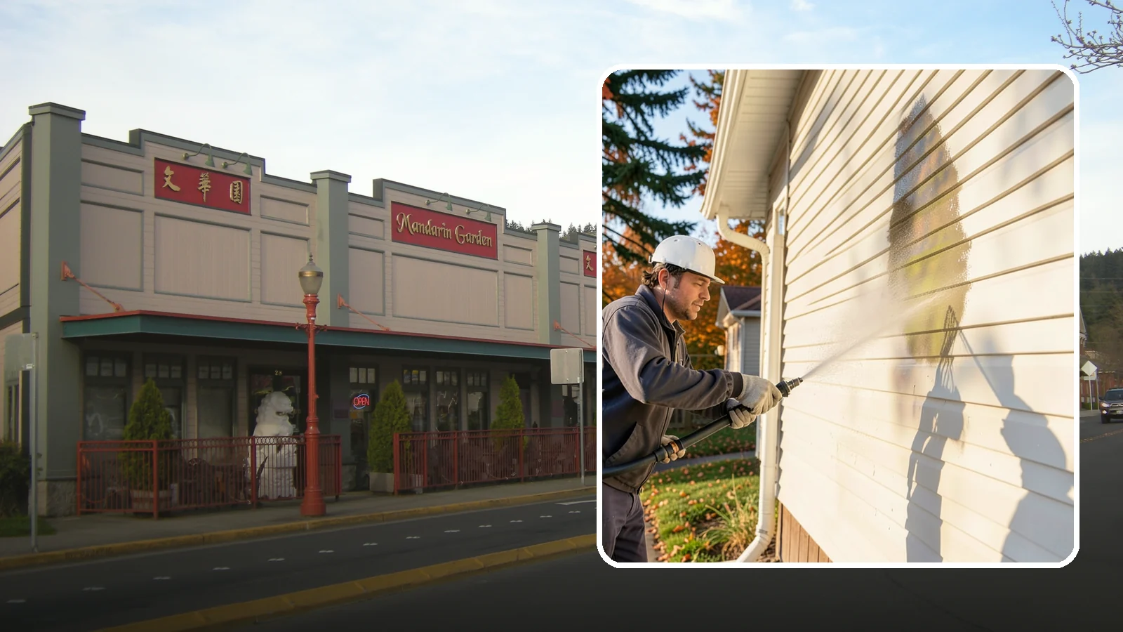 Vinyl Siding Washing in Issaquah, King County, WA - Vinyl siding washing clears the chalky oxidation and green algae streaks that our wet climate leaves on panel seams and shaded...