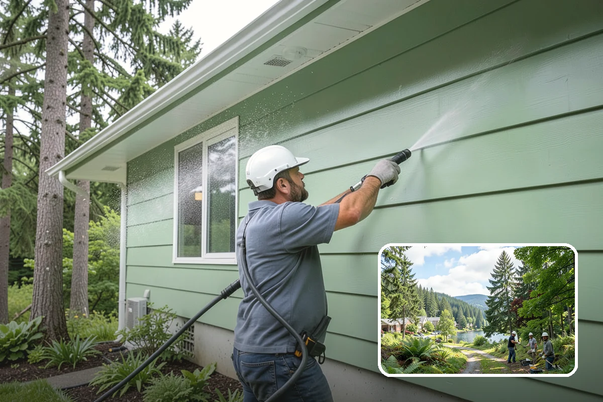 Vinyl Siding Washing in Lake Forest Park, King County, WA - Clears algae from grooves and overlapping seams