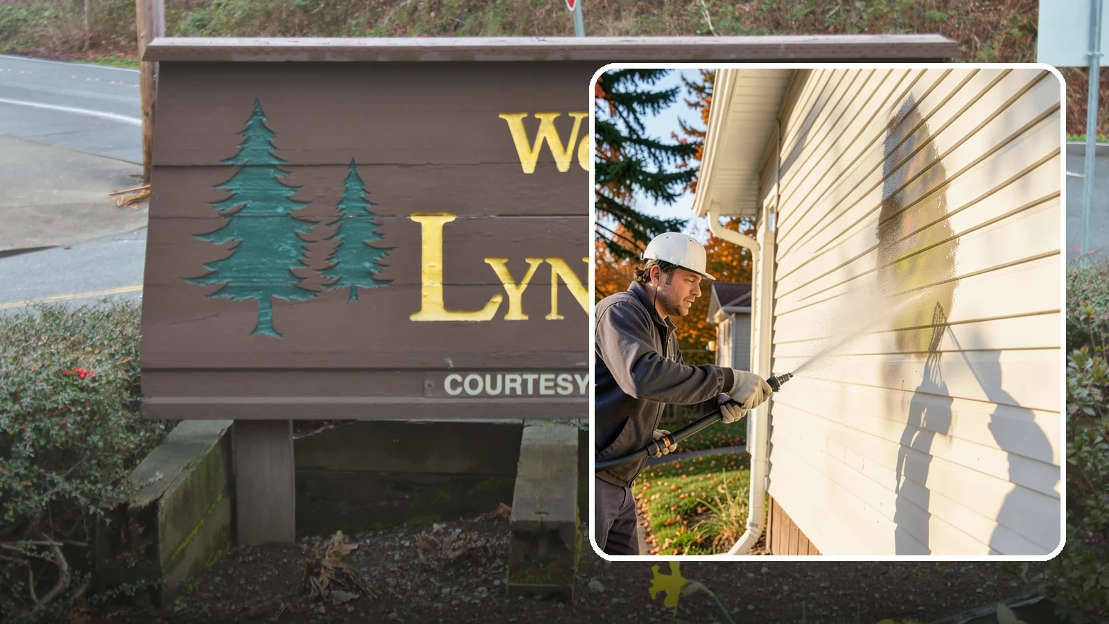 Vinyl Siding Washing in Lynnwood, Snohomish County, WA - Vinyl siding washing clears the chalky oxidation and green algae streaks that our wet climate leaves on panel seams and shaded...