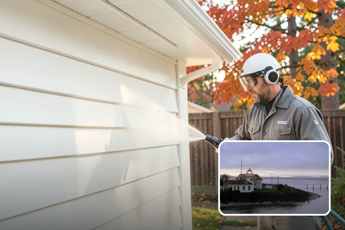 Vinyl Siding Washing in Mukilteo, Snohomish County, WA - Clears algae from grooves and overlapping seams